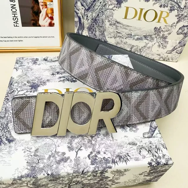Dior Belts Oblique-pattern belt with logo buckle product detail image 19