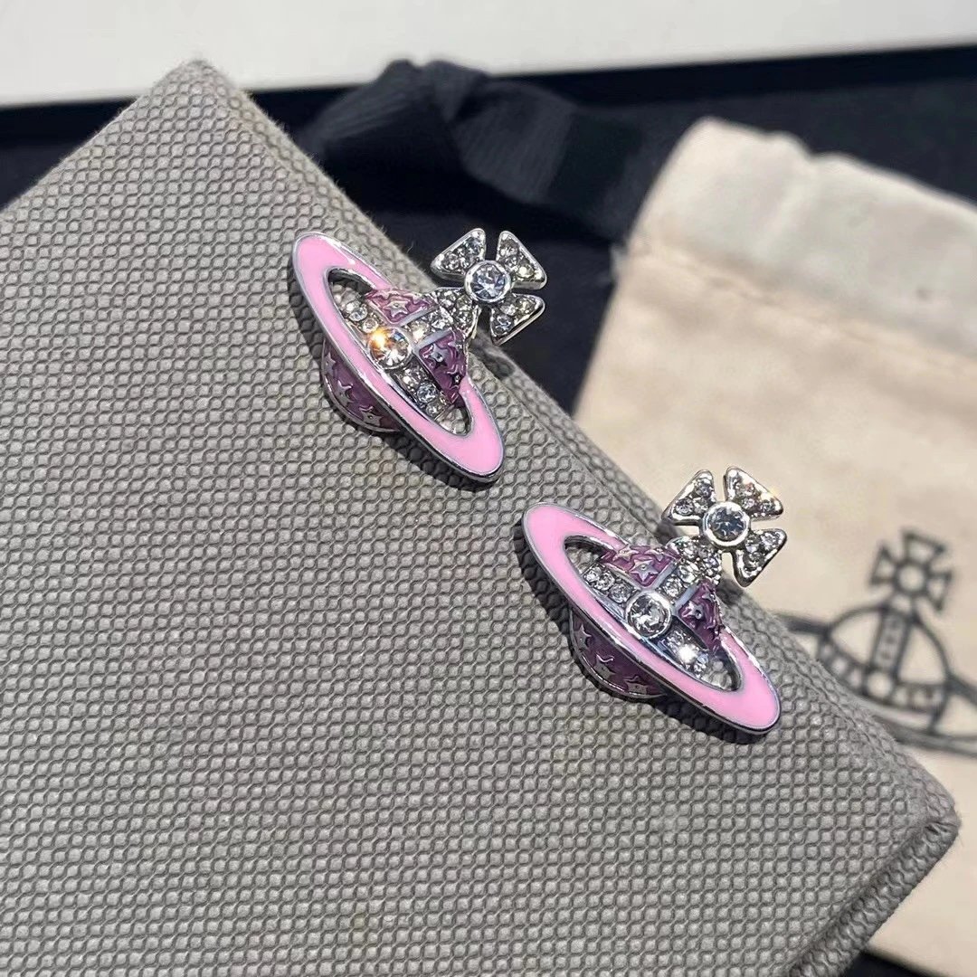 Vivienne Westwood Orb Pink Crystal embellished Earrings