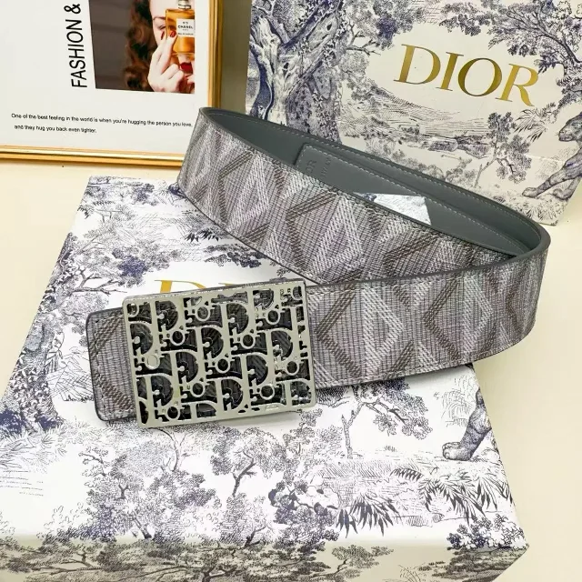Dior Belts Oblique-pattern belt with logo buckle product detail image 14