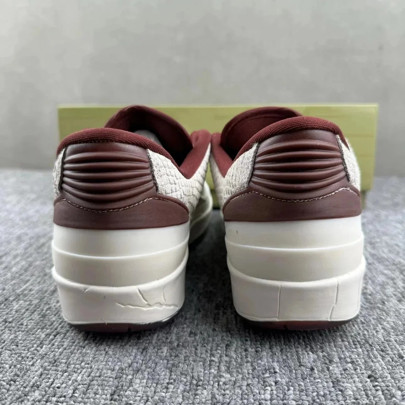 Air Jordan 2 White Burgundy Snake Print Casual Sneakers