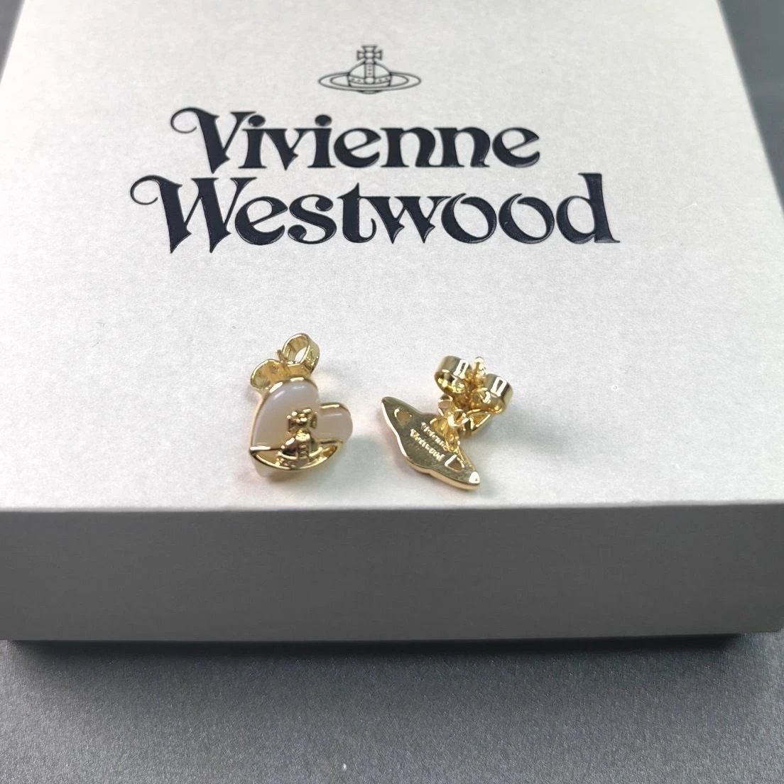 Vivienne Westwood Orb Heart Gold Tone Earrings