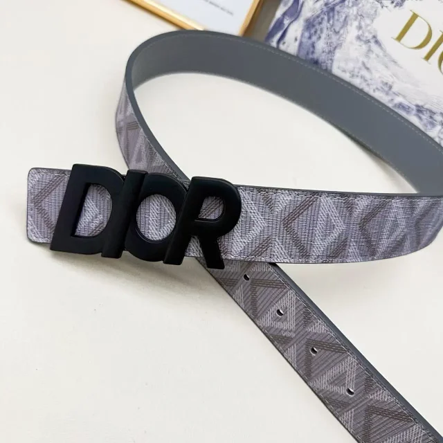 Dior Belts Oblique-pattern belt with logo buckle product detail image 21