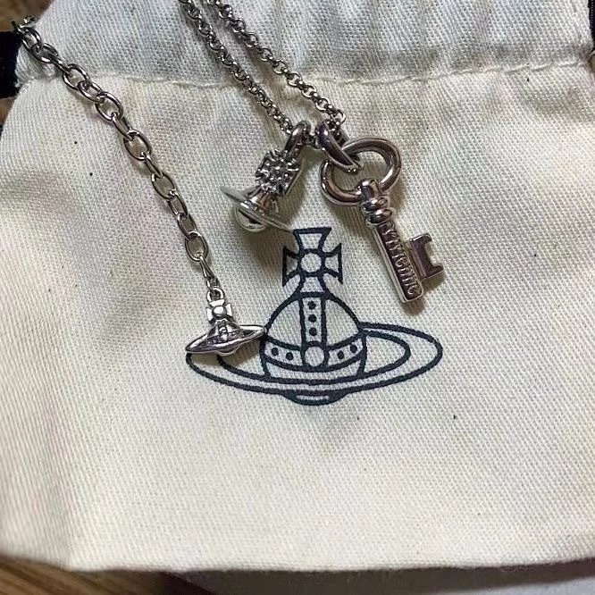 Vivienne Westwood Silver Key And Orb Pendant Necklace