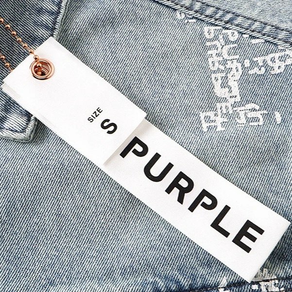 Purple Brand Denim Jacket Light Blue Graphic Print Casual