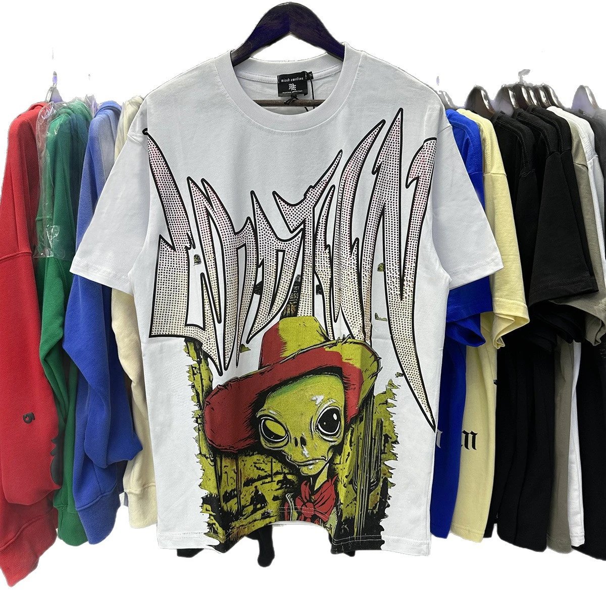 Black Graphic Print UFO Space Theme Oversized T-Shirt