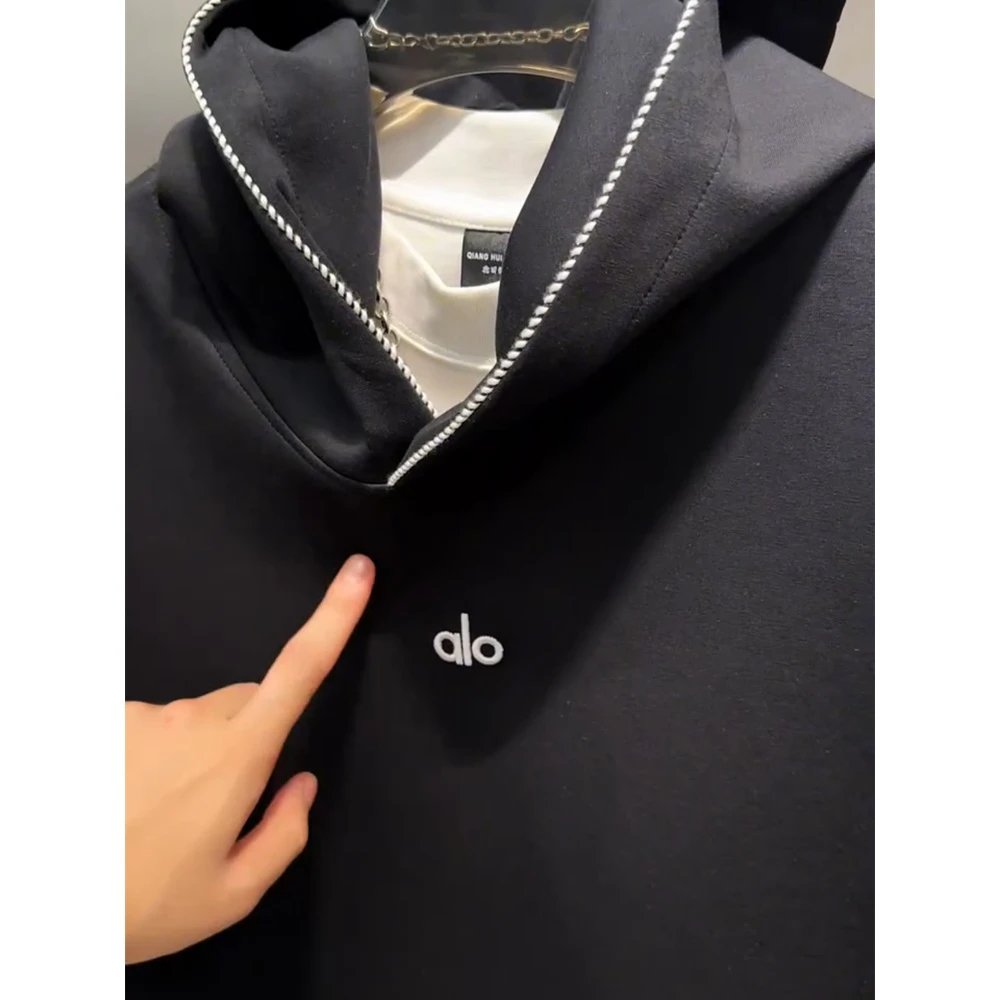 Alo Black Hooded Sweatshirt And Jogger Pants Set