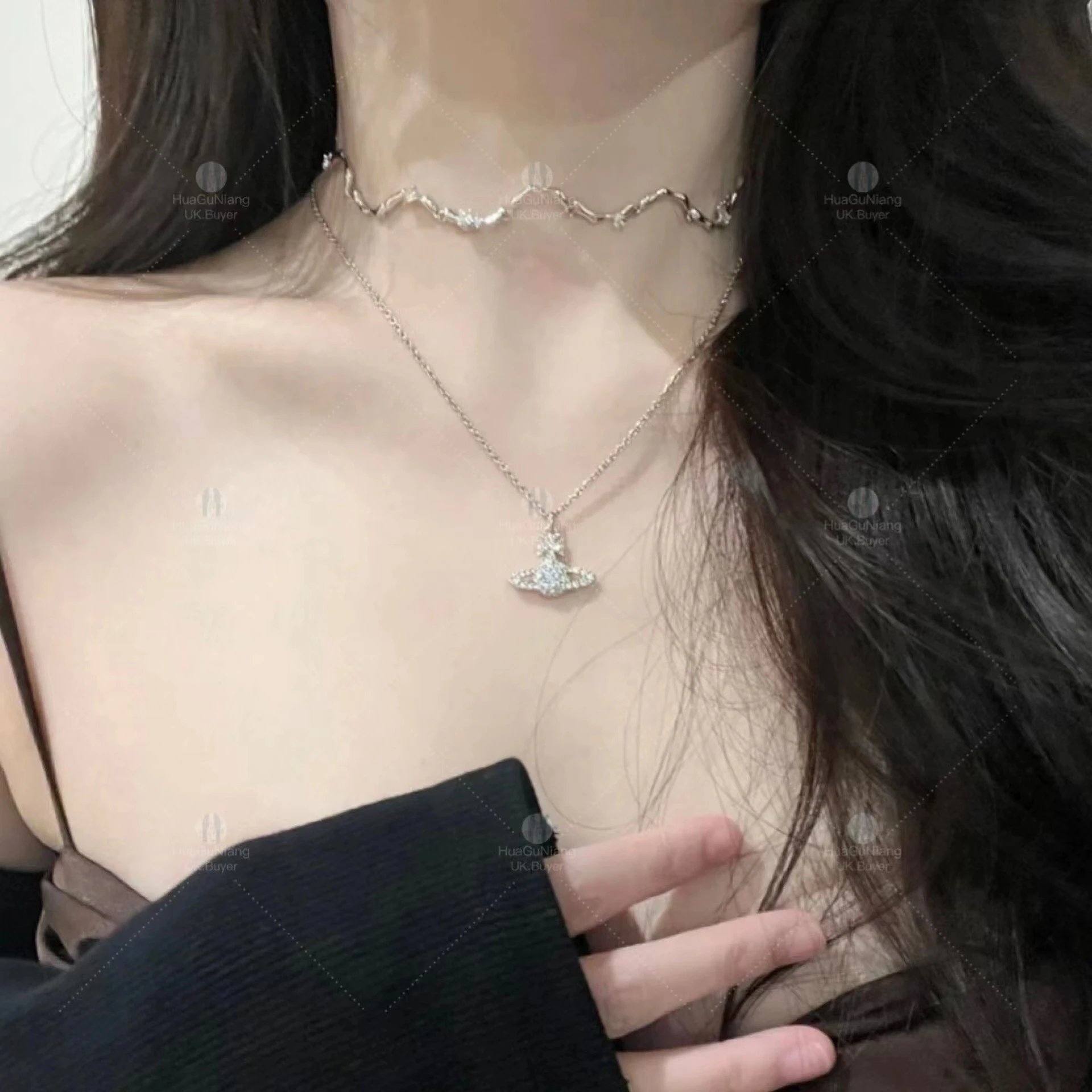 Vivienne Westwood Orb Gold Silver Crystal Pendant Necklace