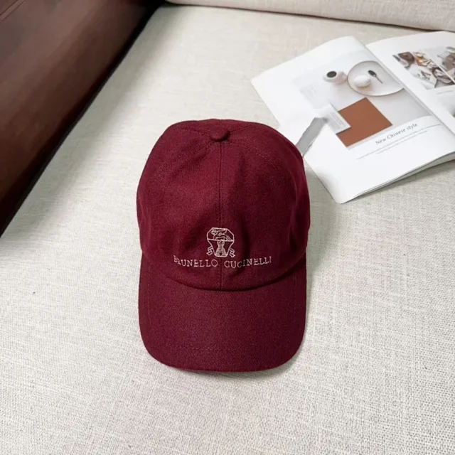 Brunello Cucinelli Hats Embroidered Logo Wool Baseball Cap product detail image 10