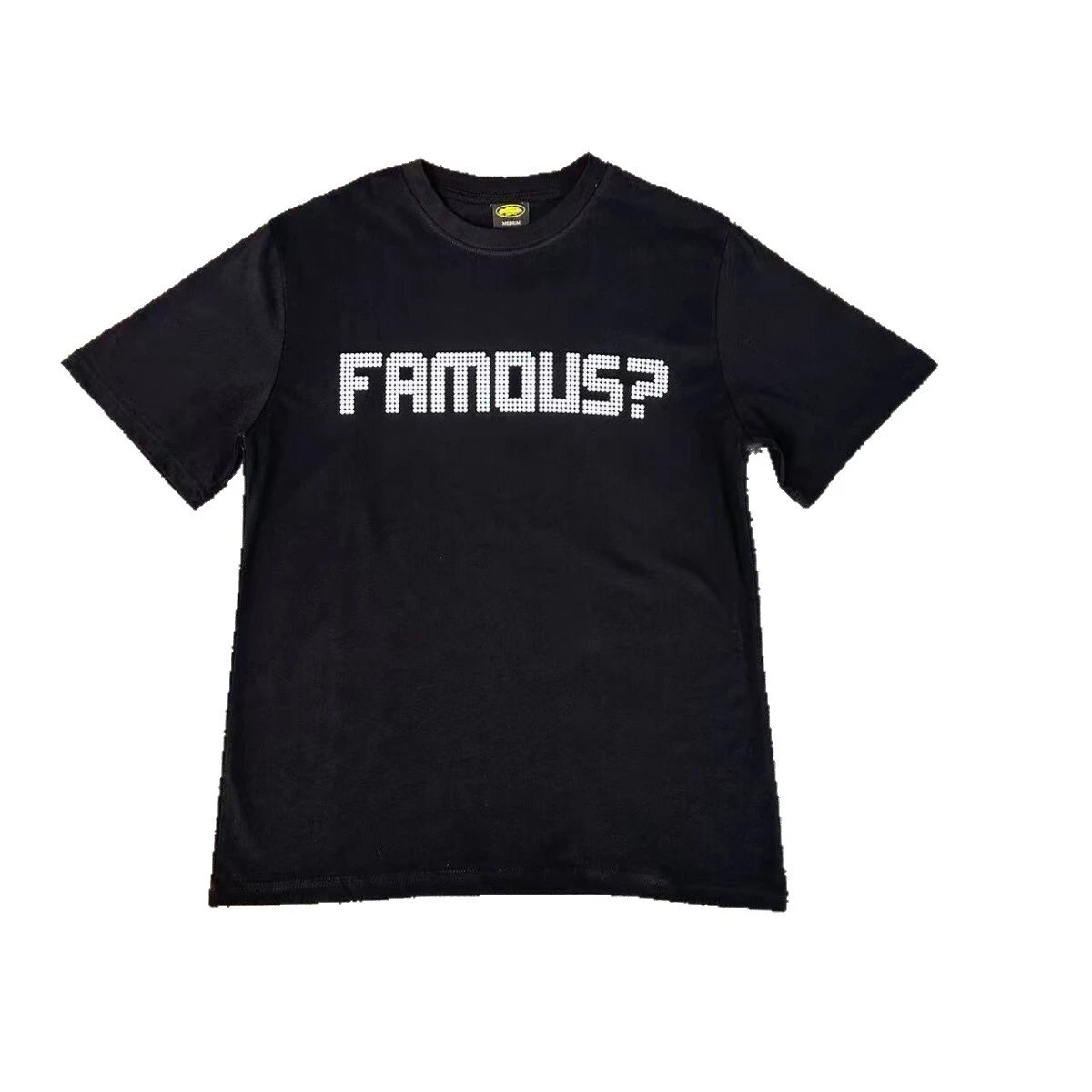 White Cotton T-Shirt With Pixelated Famous Question Mark Graphic