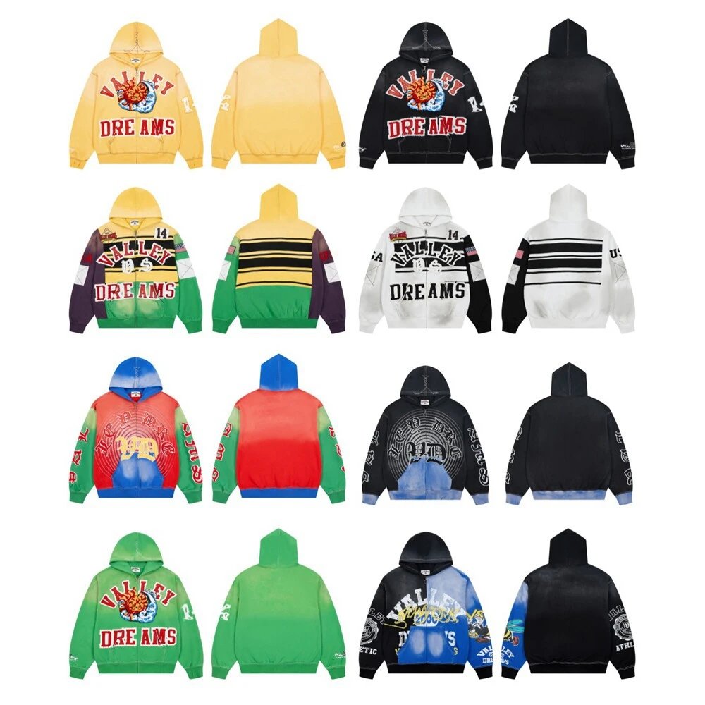 Valley Dreams 14 Multi Color Patchwork Hooded Sweatshirt