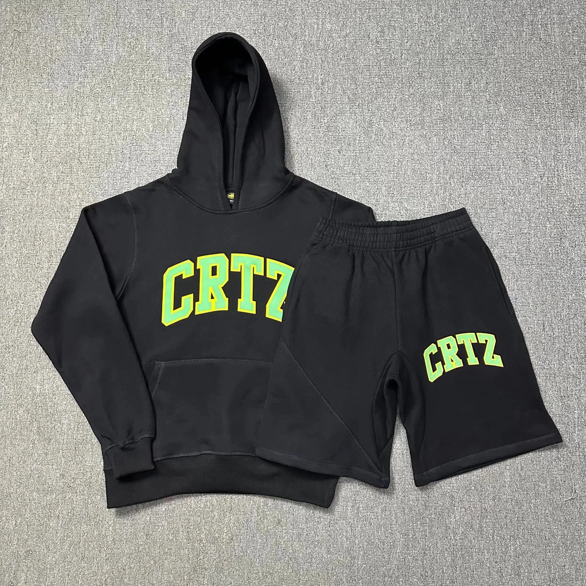 CRTZ Hoodie And Jogger Set Black Yellow Purple Green Collegiate