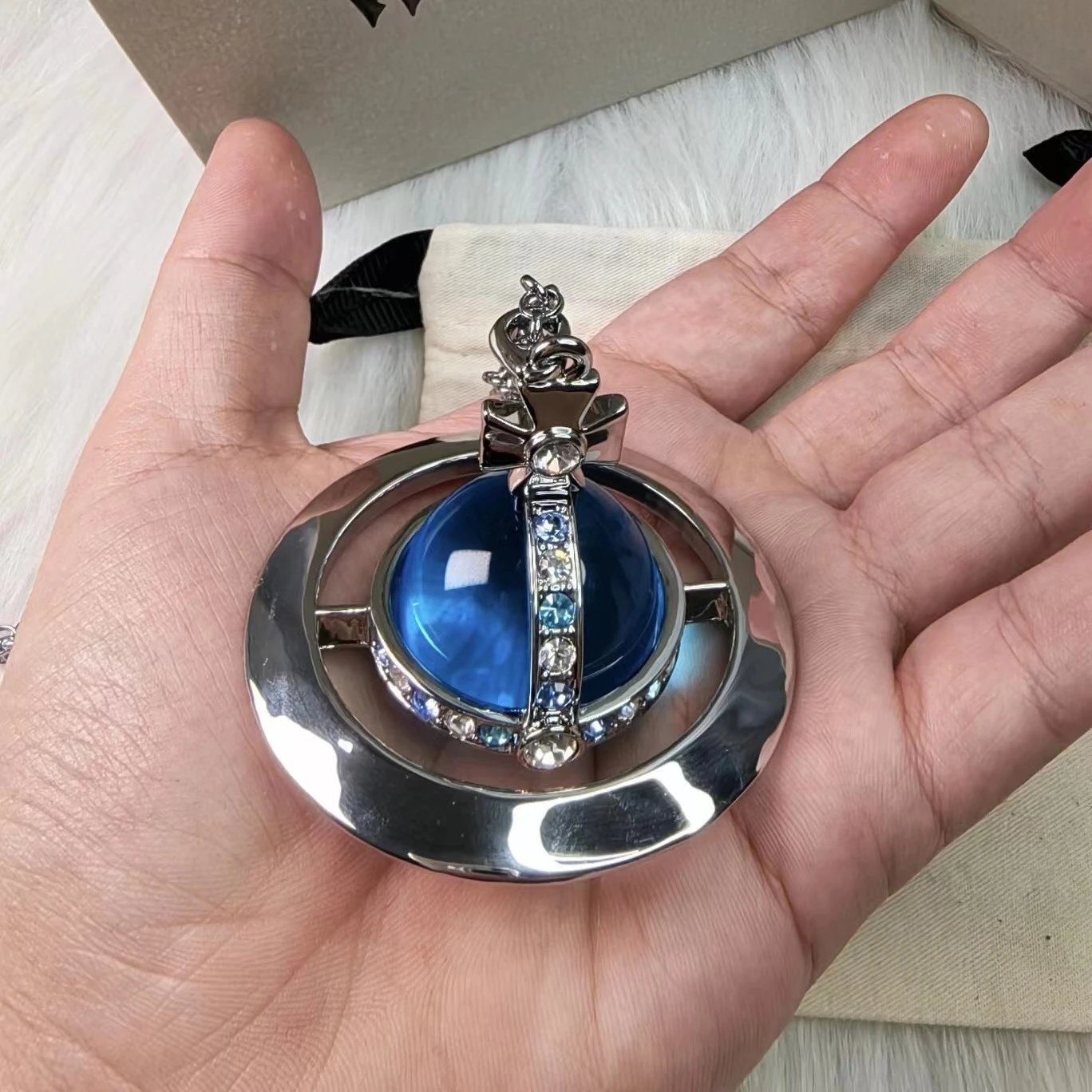 Vivienne Westwood Orb Black Multicolor Crystal Pendant Necklace