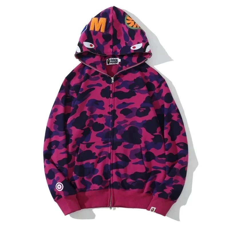 A Bathing Ape Shark Camo Hoodie Multicolor Streetwear