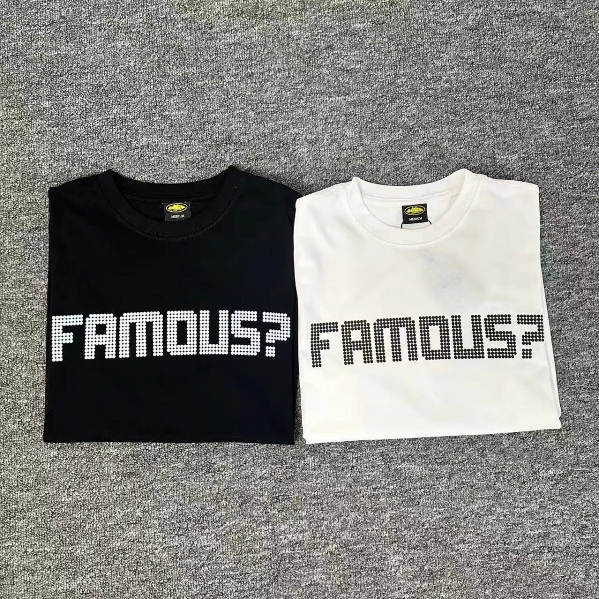 White Cotton T-Shirt With Pixelated Famous Question Mark Graphic