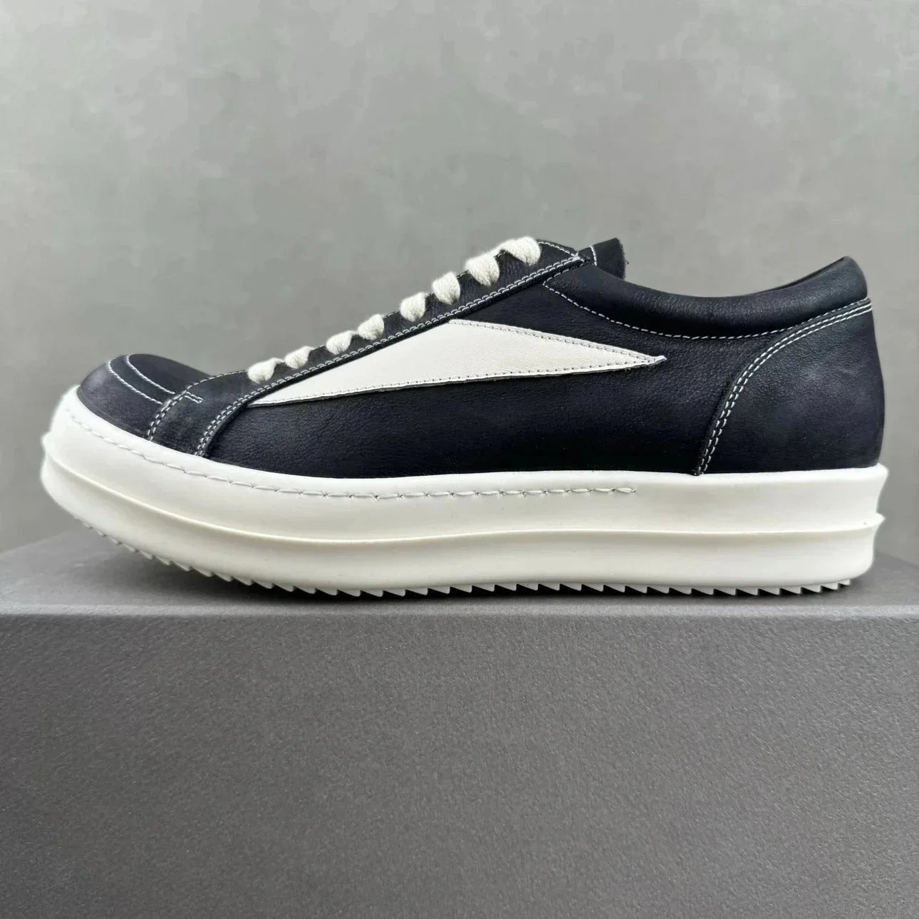 Rick Owens Geobasket Black White Minimalist Sneakers