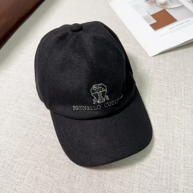 Brunello Cucinelli Hats Embroidered Logo Wool Baseball Cap product detail image 13