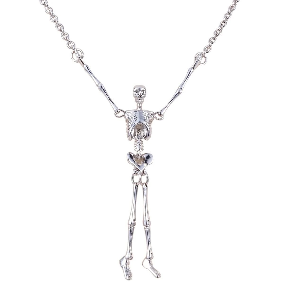Vivienne Westwood Silver Skeleton Pendant Layered Chain Necklace