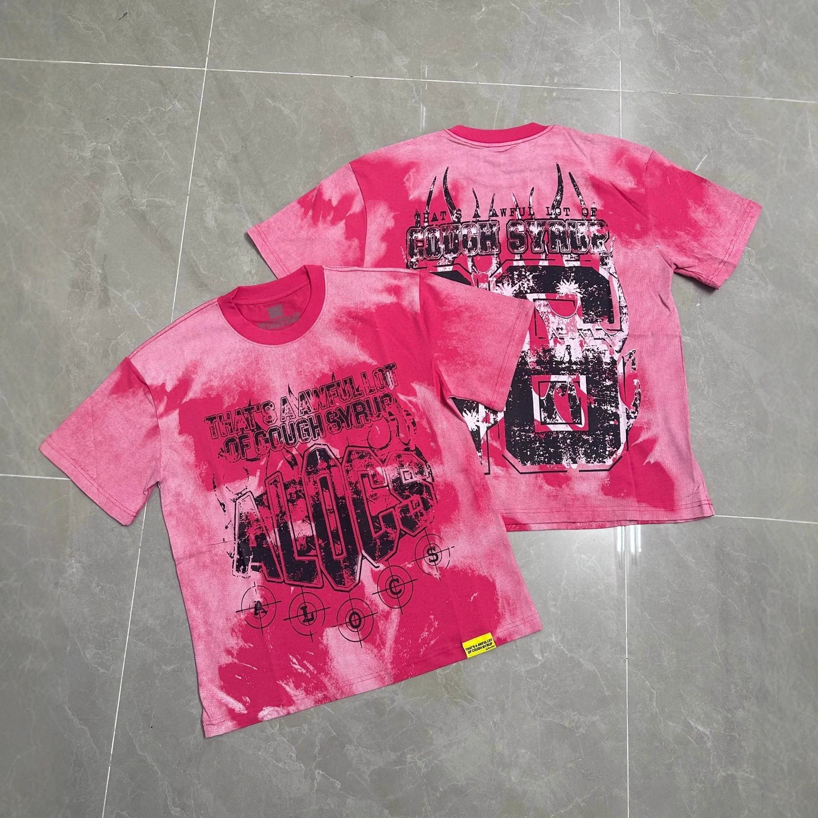 Alocs That's A Awful Lot Of Cough Syrup Pink Tie Dye Graphic T-Shirt