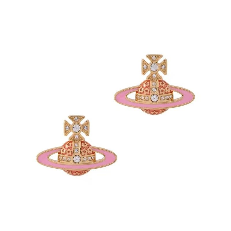 Vivienne Westwood Orb Pink Crystal embellished Earrings