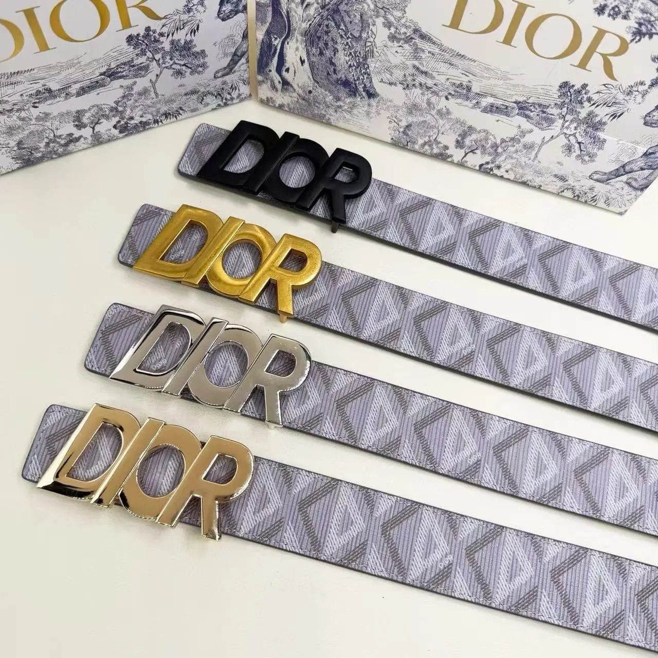 Dior Belts Oblique-pattern belt with logo buckle image 3