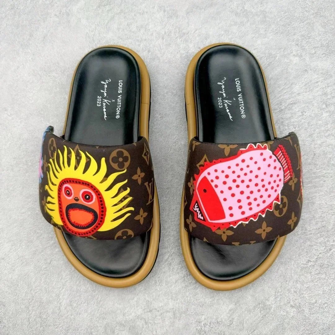 Louis Vuitton x Yayoi Kusama Brown Monogram Slide Sandals