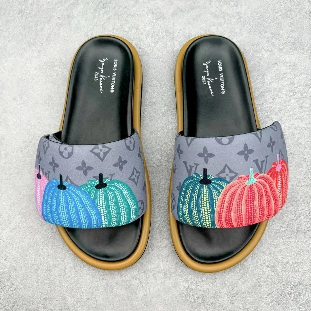 Louis Vuitton x Yayoi Kusama Brown Monogram Slide Sandals