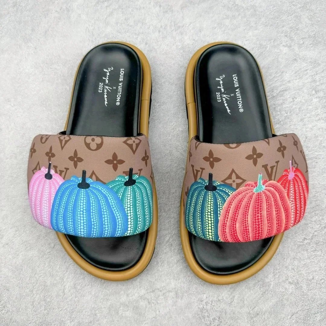 Louis Vuitton x Yayoi Kusama Brown Monogram Slide Sandals