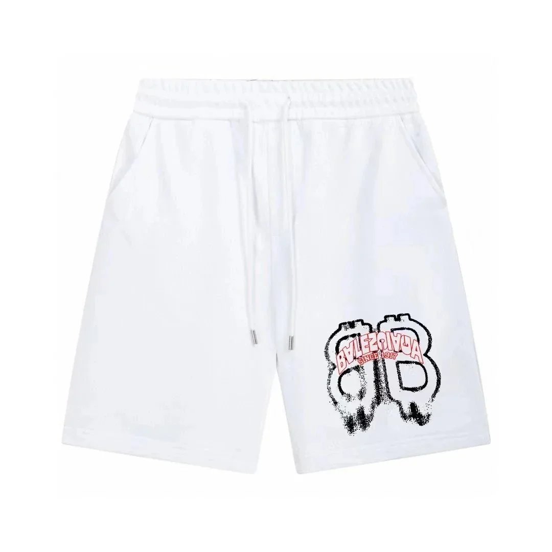 Balenciaga Shorts Elastic-Waist Drawstring Logo-Print — 28