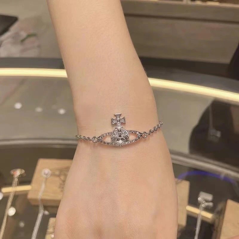 Vivienne Westwood Orb Rose Gold Crystal Chain Bracelet