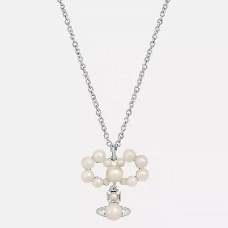 Vivienne Westwood Pearl Orb Silver Chain Necklace