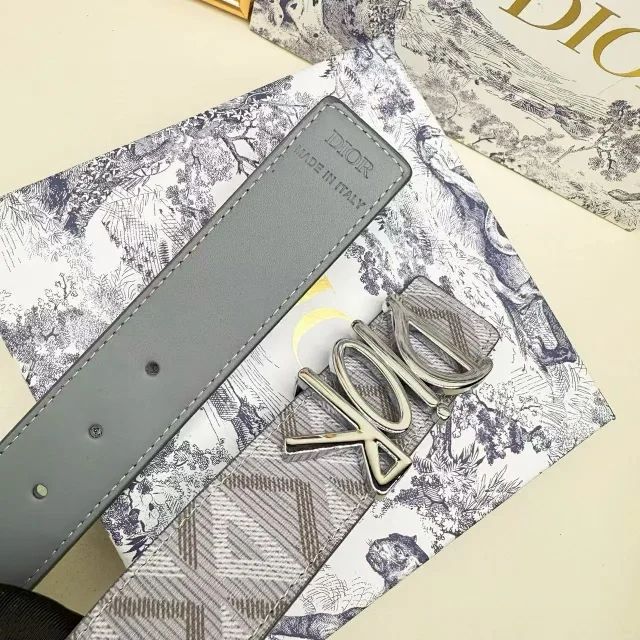 Dior Belts Oblique-pattern belt with logo buckle product detail image 10