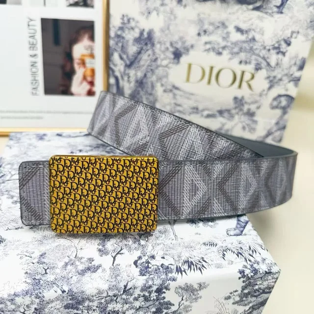 Dior Belts Oblique-pattern belt with logo buckle product detail image 18