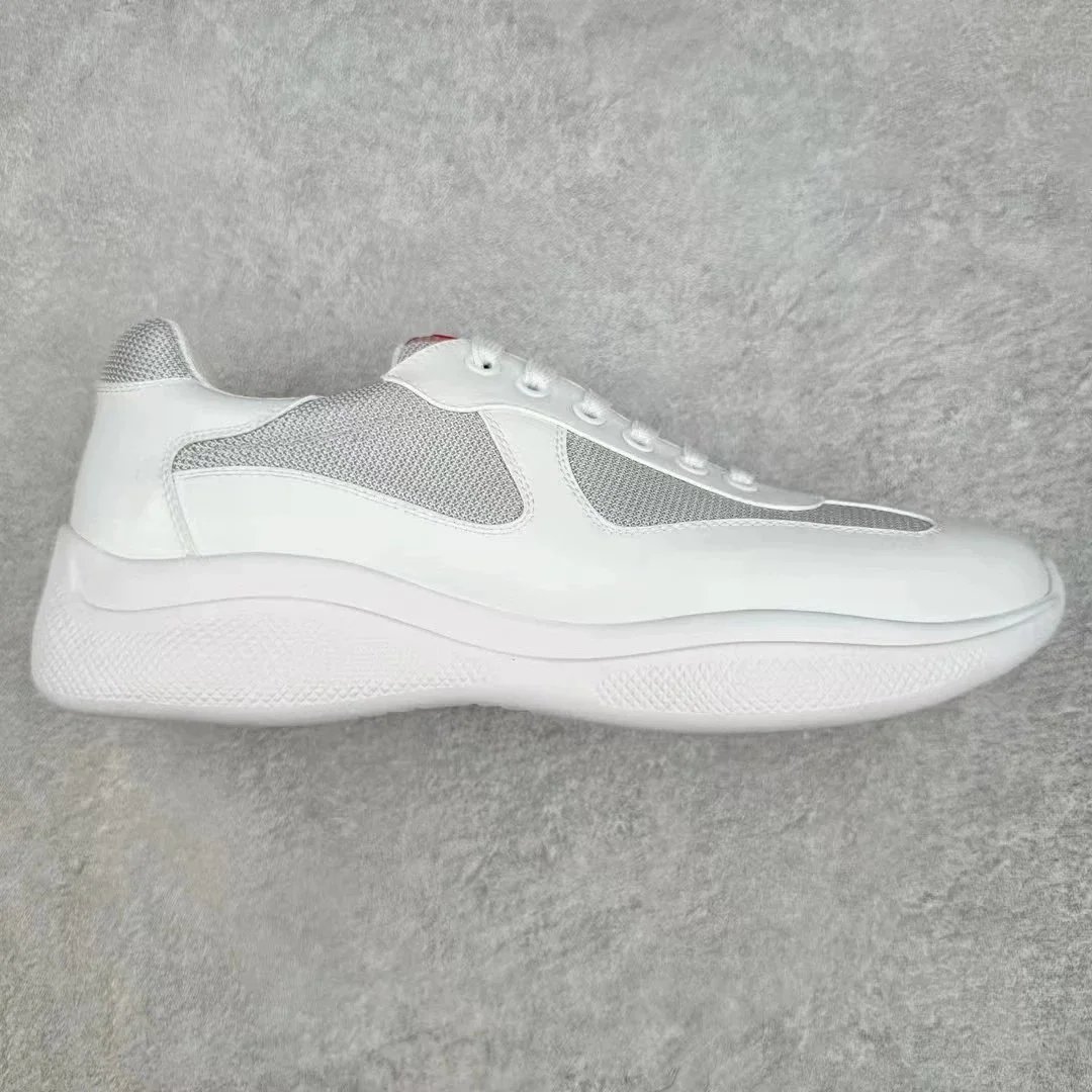 Prada Linea Rossa Black Silver Mesh Patent Leather Casual Sneakers