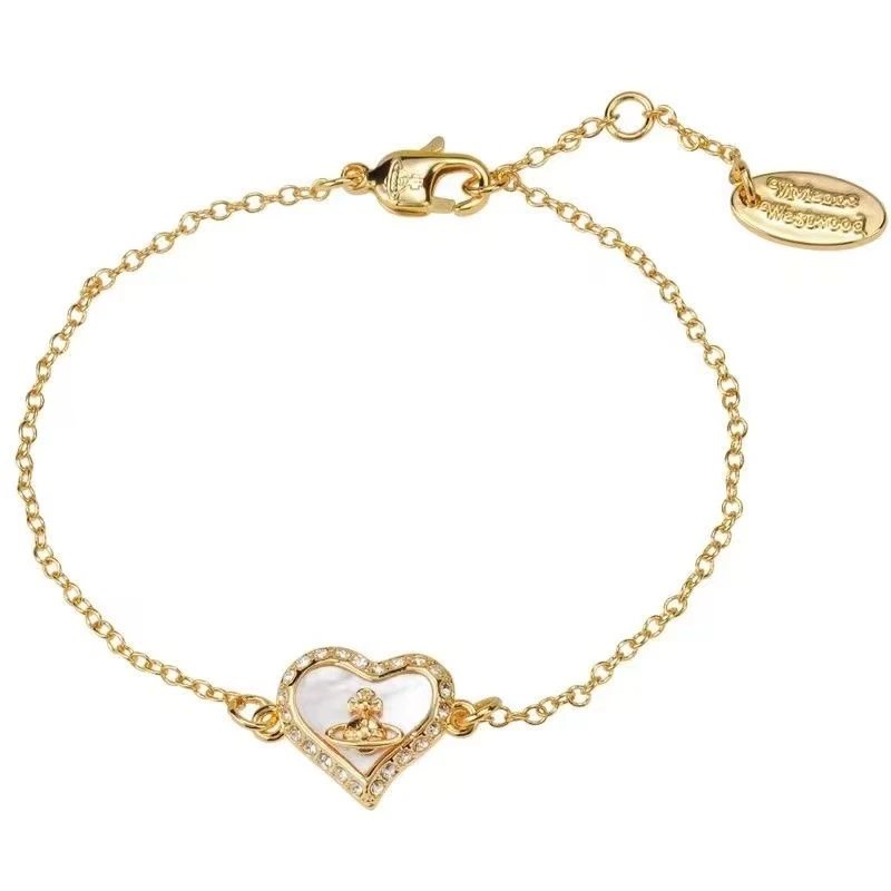 Vivienne Westwood Heart Pink Mother Of Pearl Charm Bracelet