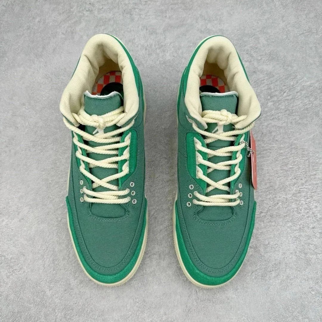 Nike Air Jordan 3 Green Canvas Casual Sneakers