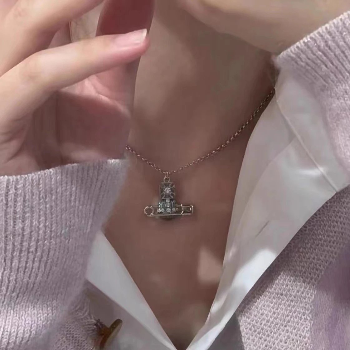 Vivienne Westwood Orb Silver Crystal Pendant Necklace