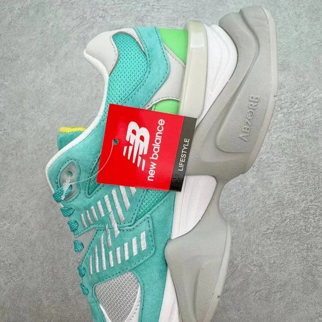 New Balance 9060 Teal Lime White Chunky Sneakers