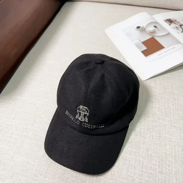 Brunello Cucinelli Hats Embroidered Logo Wool Baseball Cap product detail image 14