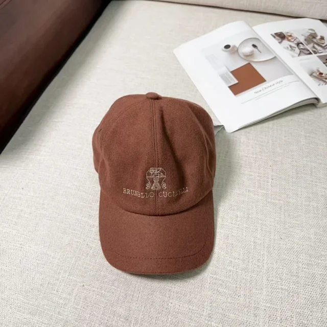Brunello Cucinelli Hats Embroidered Logo Wool Baseball Cap product detail image 7