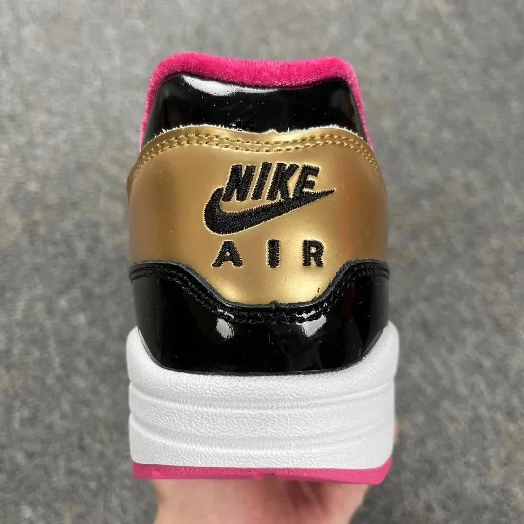 Nike Air Max 1 White Black Gold Pink Casual Sneakers