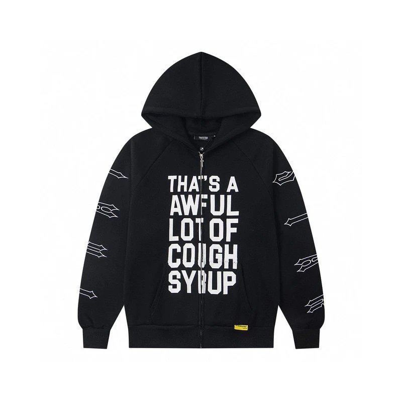 Cough Syrup That's A Awful Lot Of Cough Syrup Black Graphic Zip-Up Hoodie