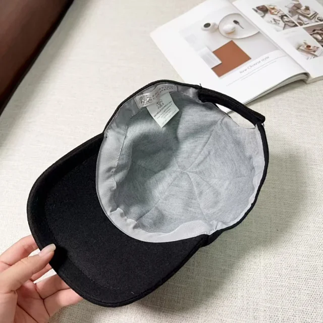 Brunello Cucinelli Hats Embroidered Logo Wool Baseball Cap product detail image 15