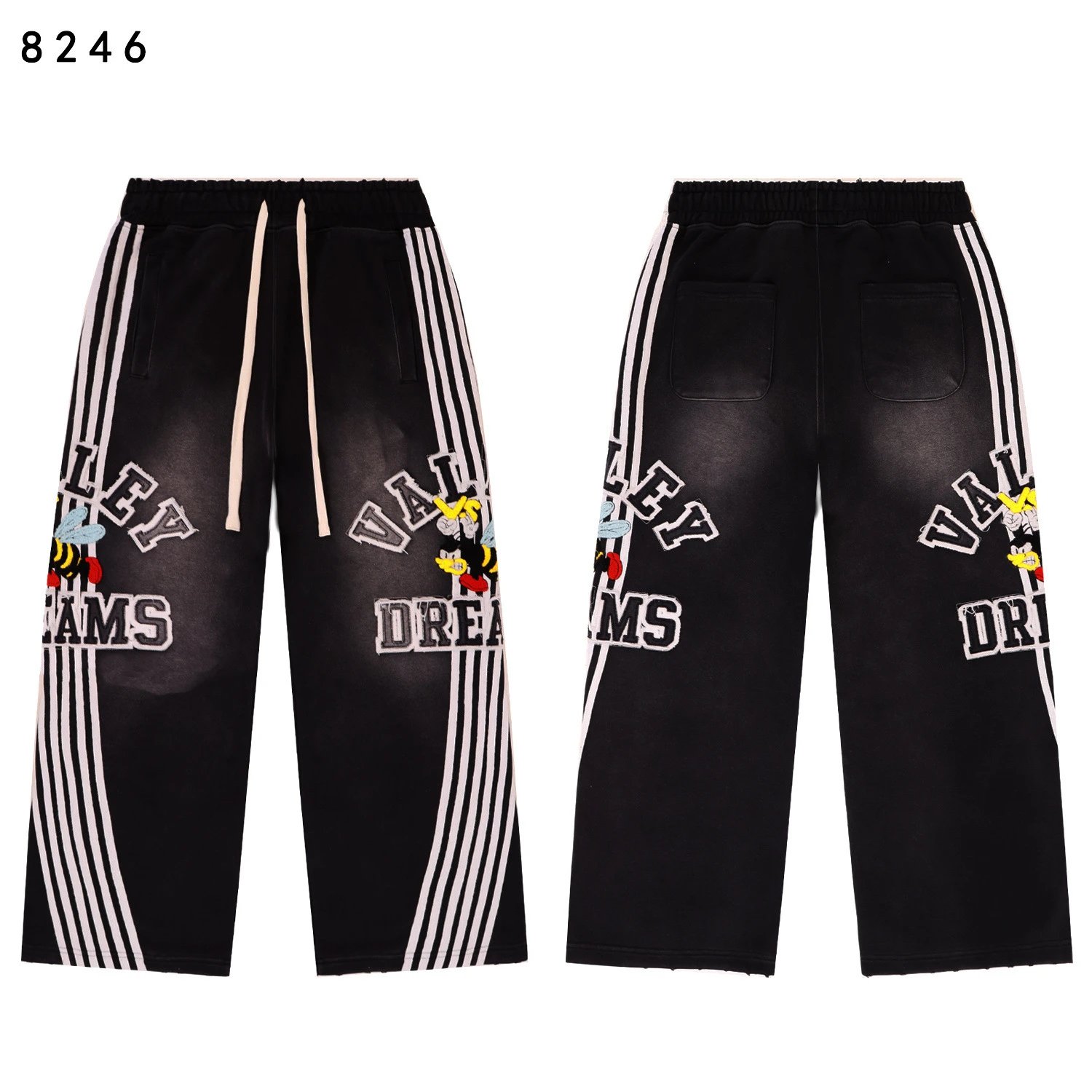 Vale Forever Hoodies & Sweatshirts Striped Bee Graphic Hoodie — Washed black pants