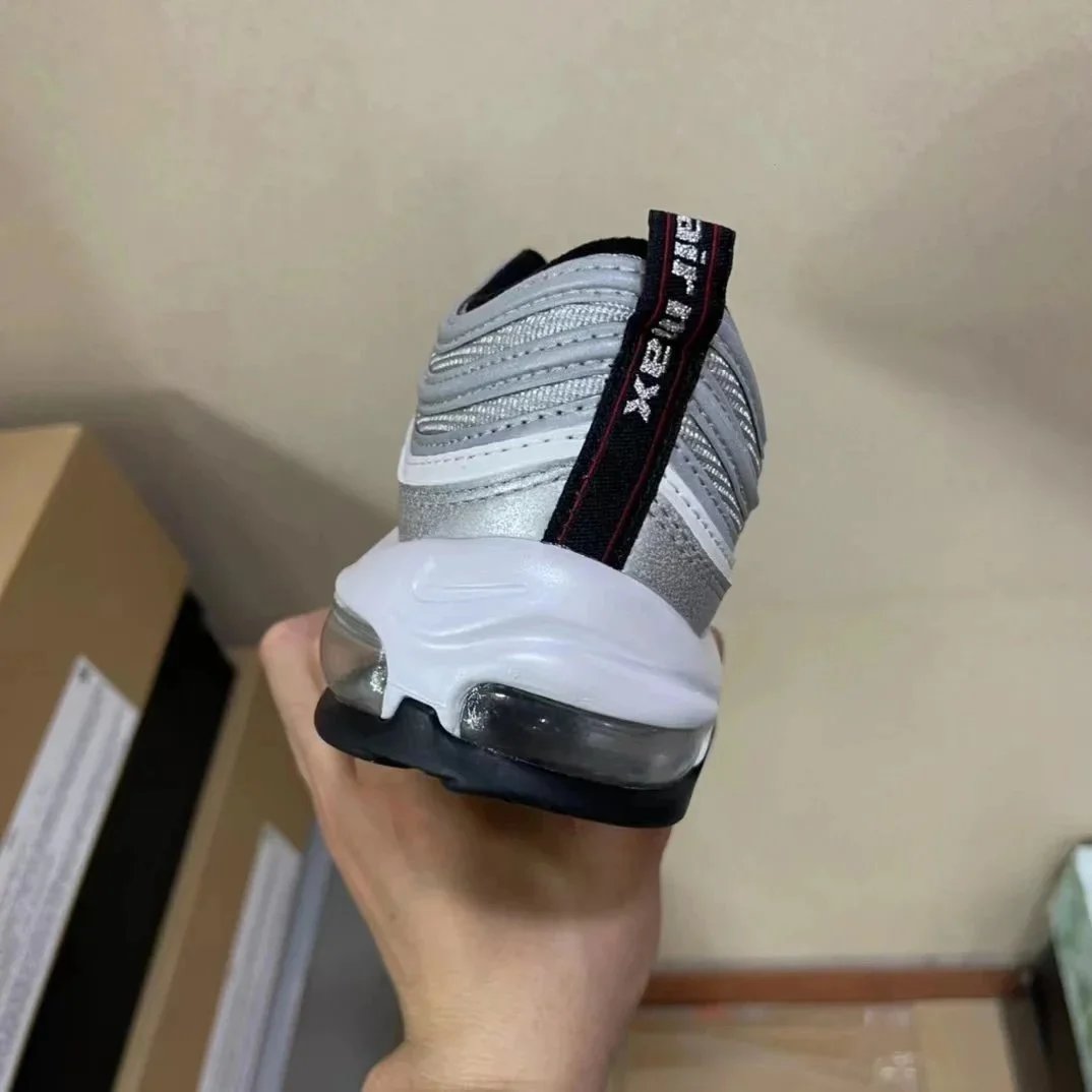 Nike Air Max 97 Silver Metallic Red Casual Sneakers