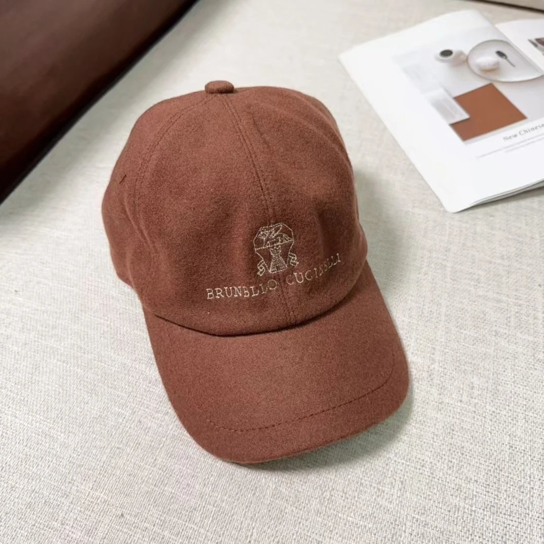 Brunello Cucinelli Hats Embroidered Logo Wool Baseball Cap image 3