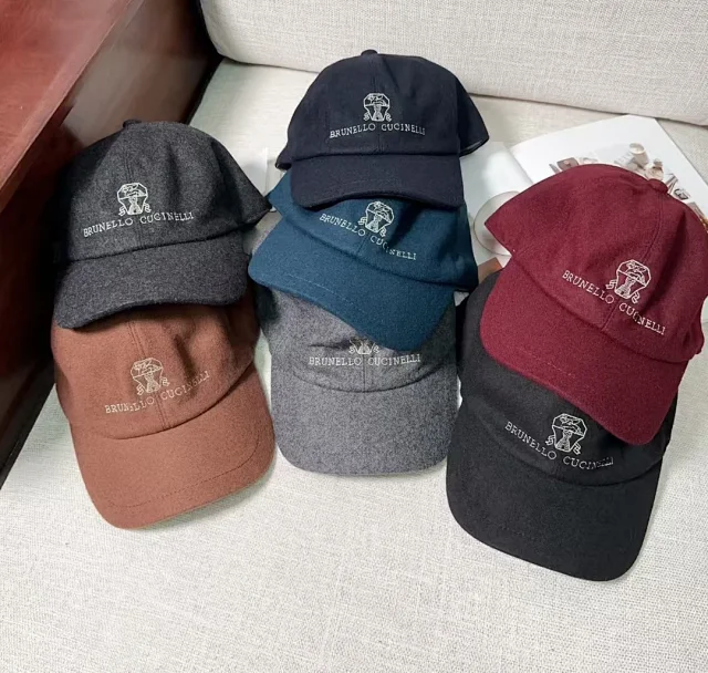 Brunello Cucinelli Hats Embroidered Logo Wool Baseball Cap product detail image 1