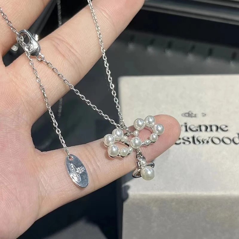 Vivienne Westwood Pearl Orb Silver Chain Necklace