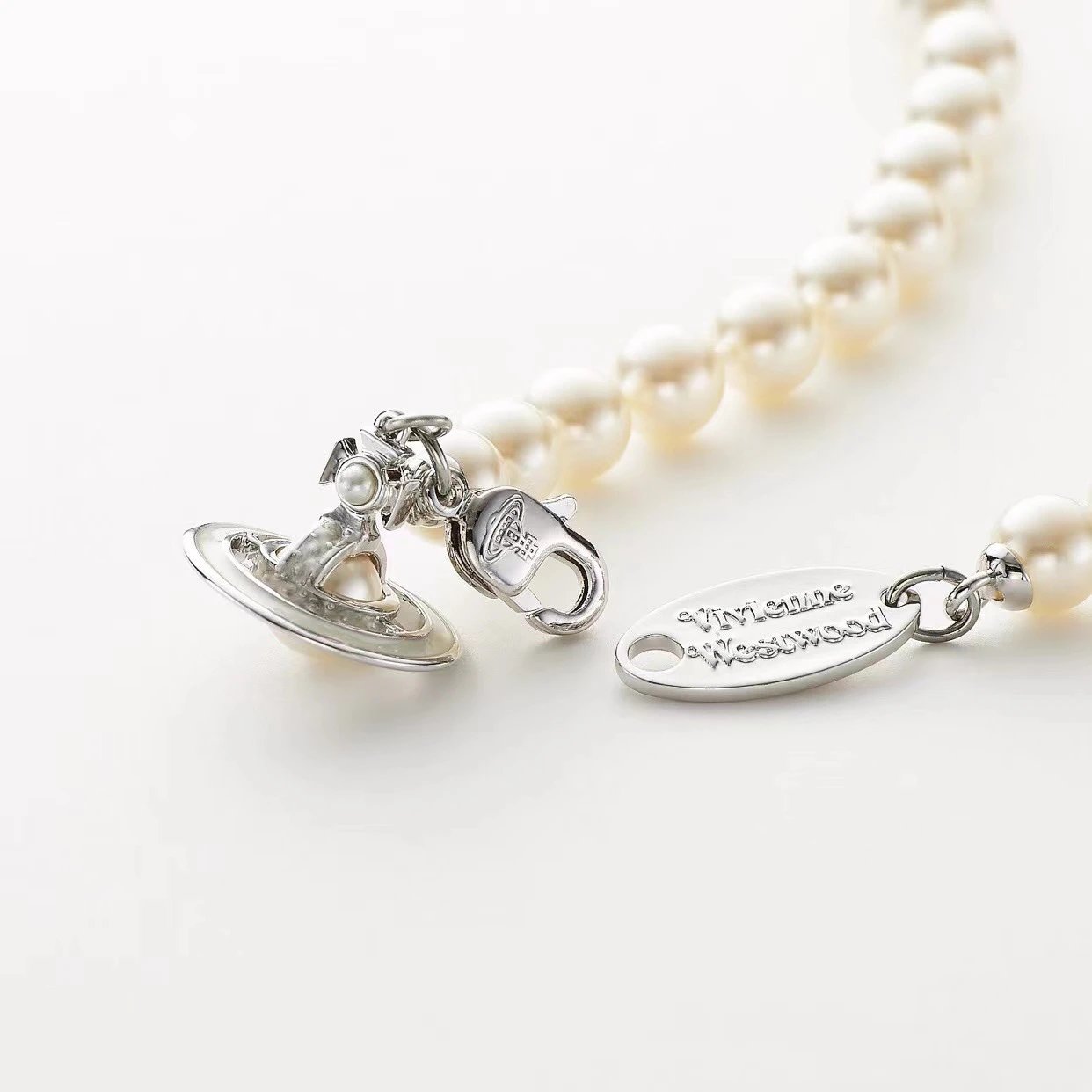 Vivienne Westwood Pearl Necklace Silver Gold Turquoise Orb Pendant