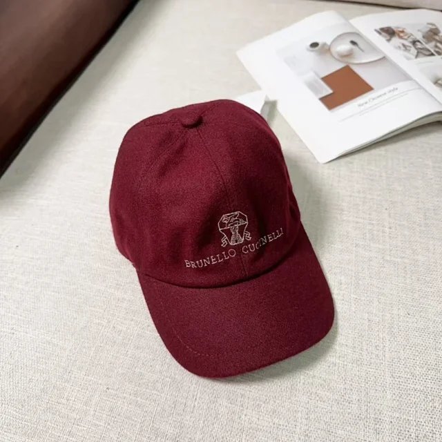 Brunello Cucinelli Hats Embroidered Logo Wool Baseball Cap product detail image 8