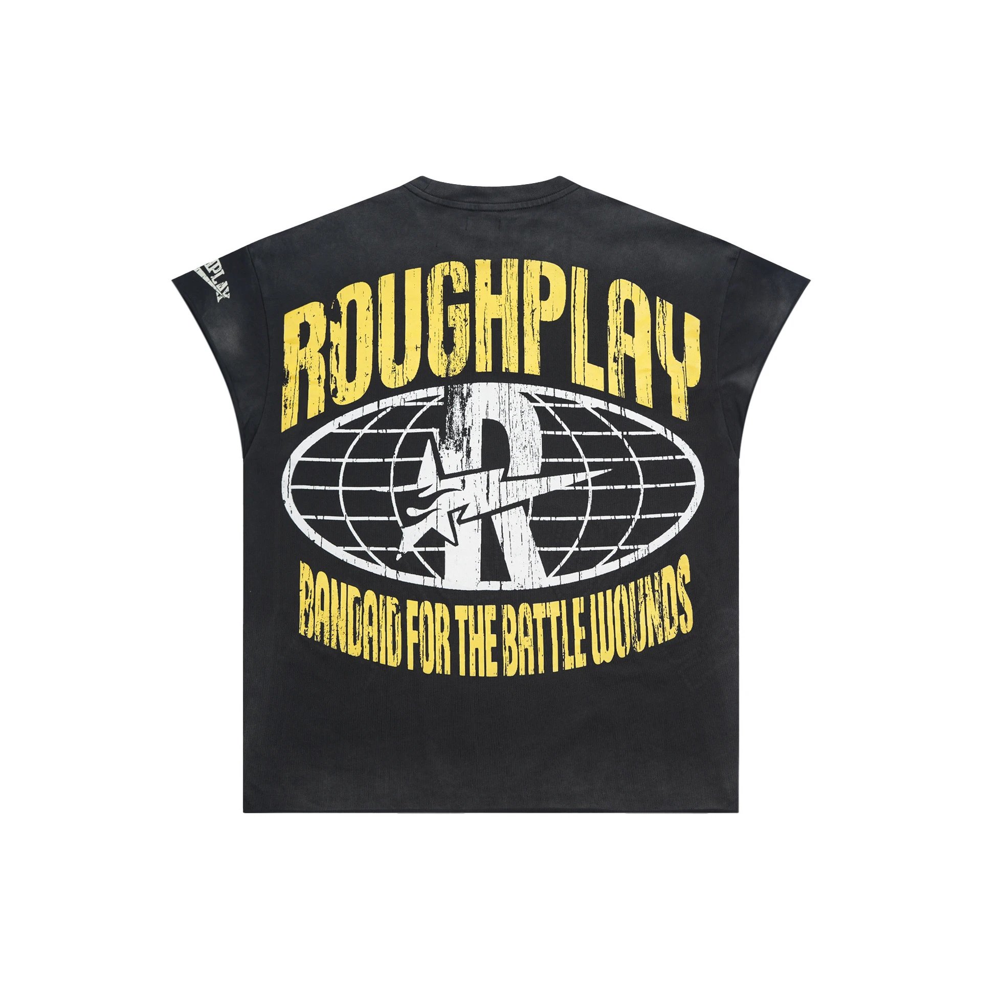 Roughplay Bandaid For The Battle Wounds Black Sleeveless Graphic Tee